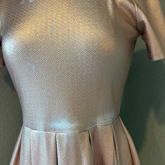 LuLaRoe Shimmering Rose Gold Pink Mini Dress - Picture 2 of 7